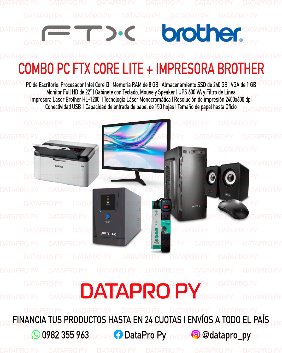 Combo PC FTX Core Lite + Impresora Brother